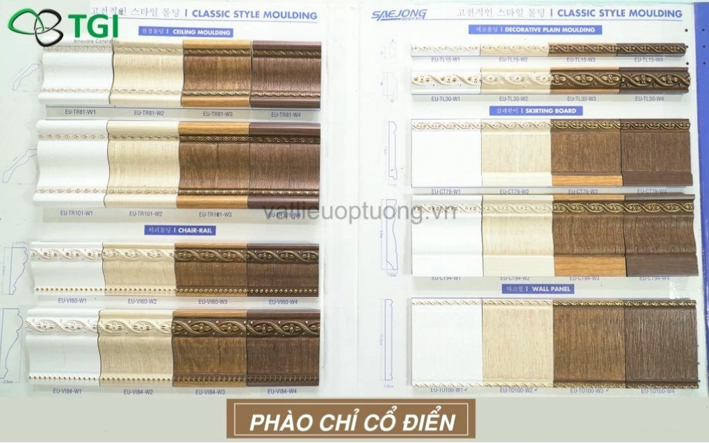 Phào chỉ cổ điển 01: Tổng hợp các mẫu phào chỉ PU ấn tượng