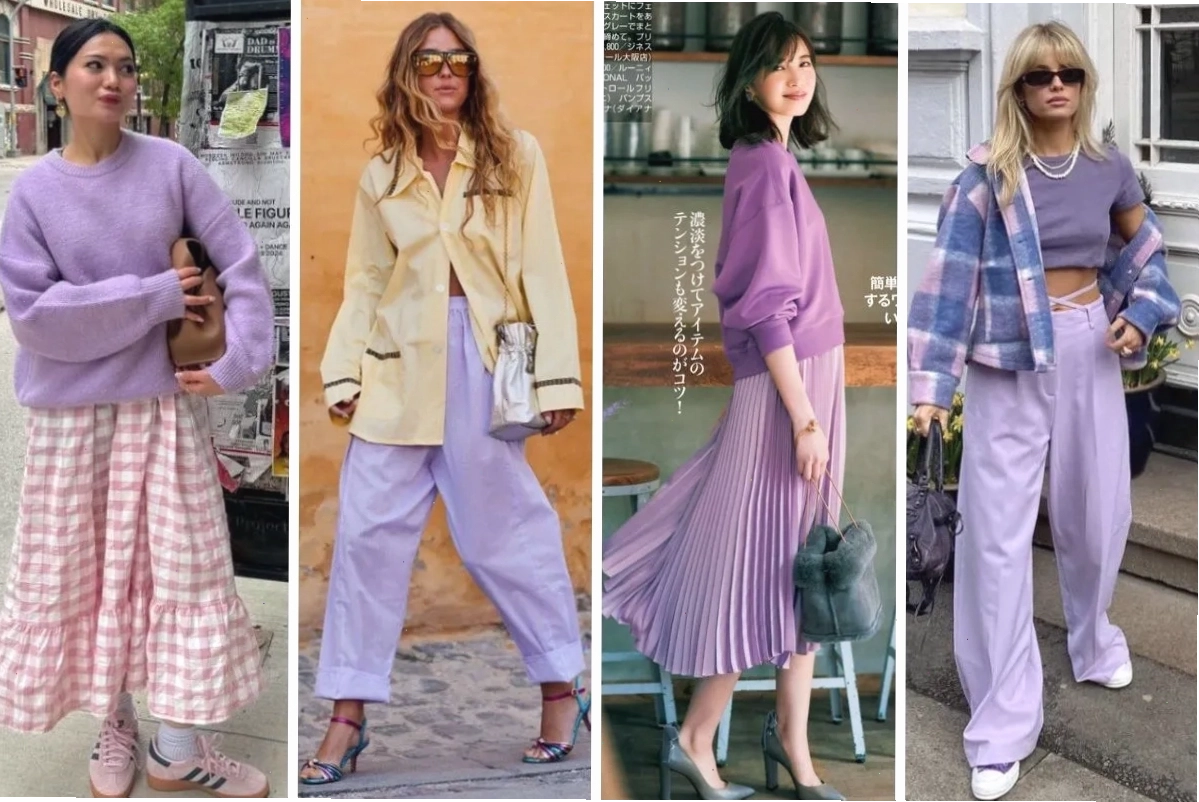 Phối đồ cùng màu tím pastel tạo nên vẻ ngoài ngọt ngào và thu hút