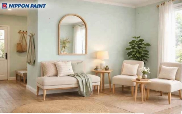 Phối màu be và xanh mint mang lại cảm giác hiếu khách và dễ chịu