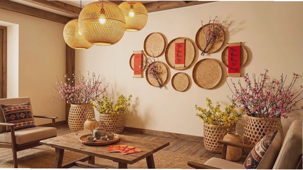 Phong cách trang trí Tết 2026 tối giản kết hợp yếu tố hiện đại
