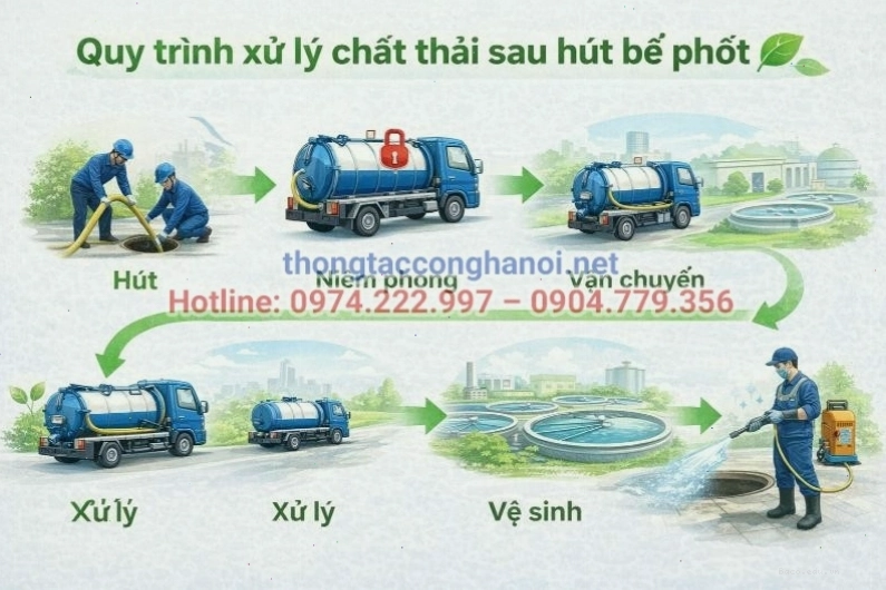 Quy trình hút bể phốt khép kín