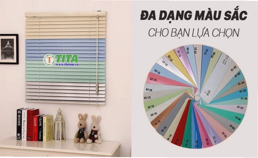 Rèm sáo nhôm với nhiều màu sắc lựa chọn, phù hợp với mọi không gian.