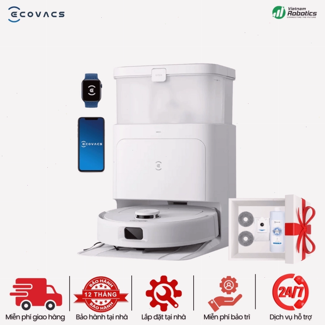 Robot hút bụi lau nhà Ecovacs Deebot N30 Pro Omni với trạm sạc đa năng