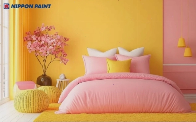 Sắc hồng và vàng chanh tạo không gian ngọt ngào, lãng mạn và đầy cảm hứng yêu đời