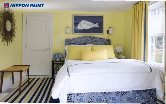 Sắc xanh dương kết hợp vàng chanh mang lại cảm giác mát mẻ, thư giãn như đang ở biển