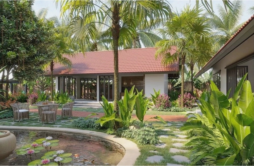 Sân vườn tự làm phong cách Việt Nam
