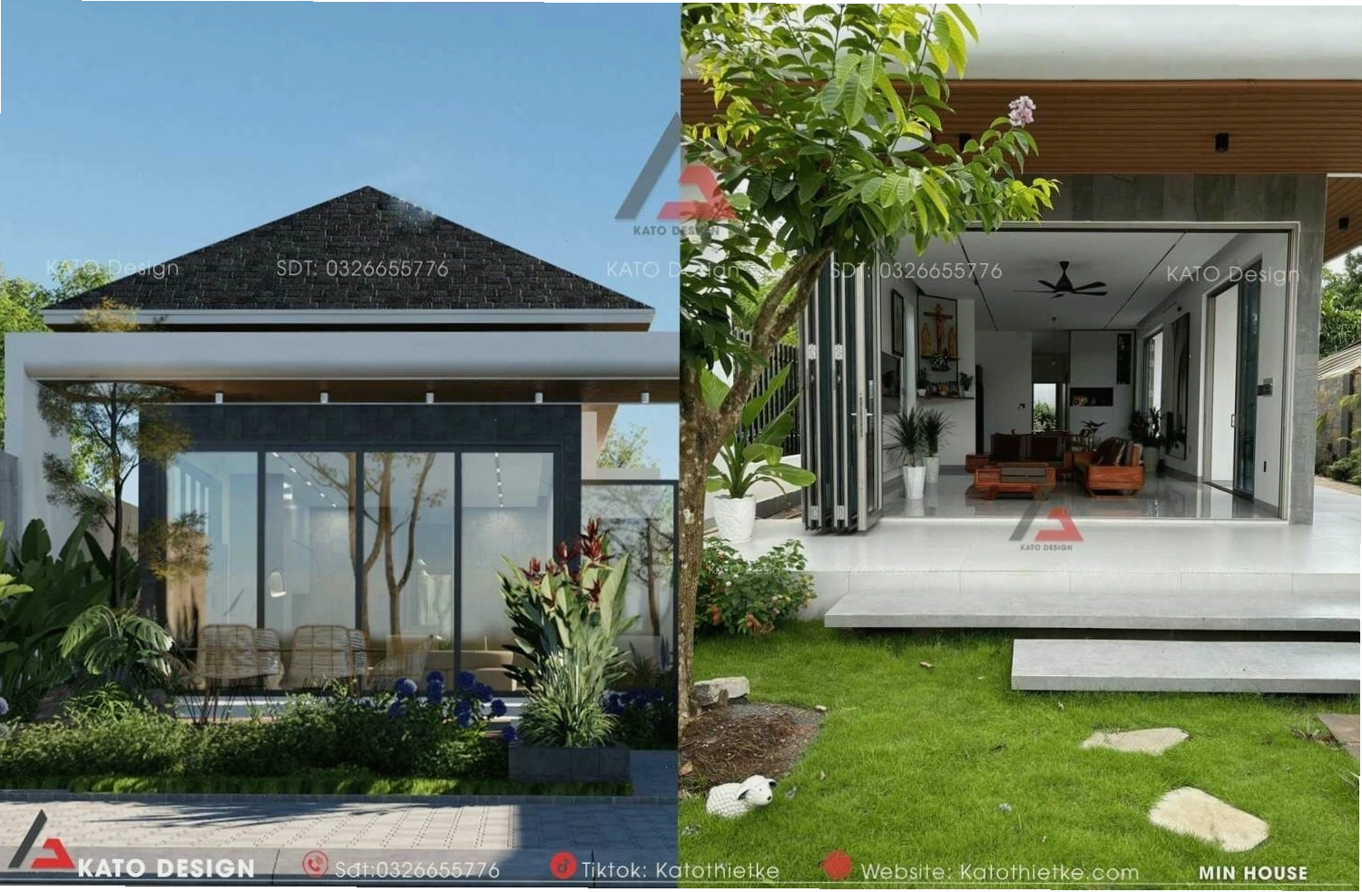 Tận dụng thiết kế tối giản, không cầu kỳ nội thất, tạo không gian thoáng đãng cho nhà cấp 4