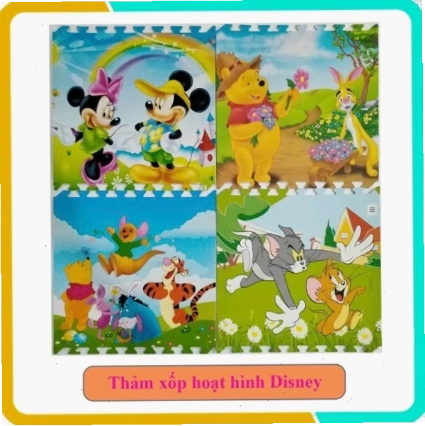 Thảm chơi cho bé hình Disney, bộ 4 tấm 60x60x1cm