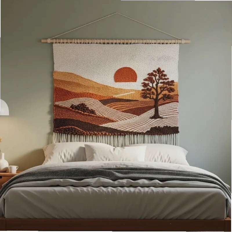 Thảm tranh vải treo tường phong cách tối giản minimalism được sử dụng để decor phòng làm việc