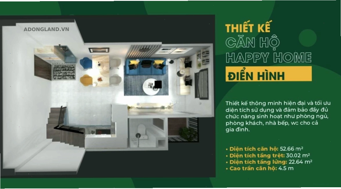 Thiết kế căn hộ loại 3 tại Happy Home