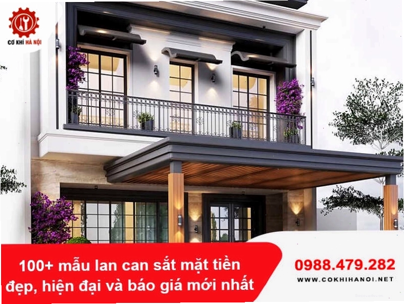 Thiết kế lan can sắt mặt tiền tối giản và sang trọng