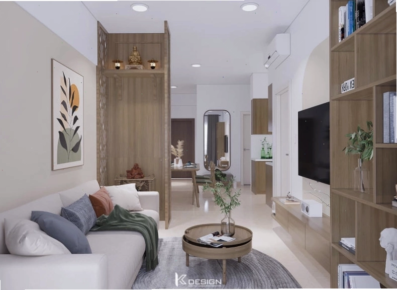Thiết kế phòng khách chung cư có bàn thờ đảm bảo phong thủy