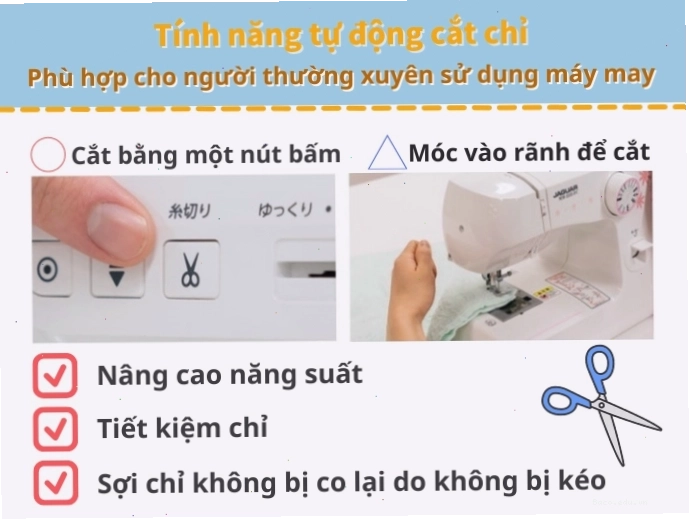 Tính năng cắt chỉ tự động