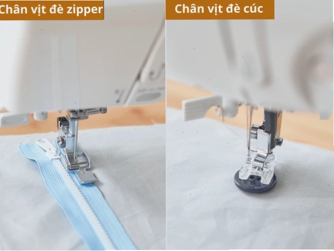 Tính năng may zipper và đính cúc áo