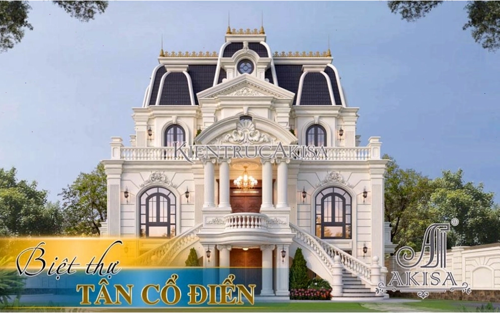 Tổng quan vẻ đẹp sang trọng của kiến trúc biệt thự tân cổ điển với các chi tiết phào chỉ tinh xảo và mái vòm ấn tượng