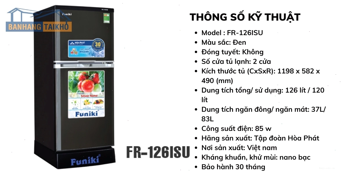 Tổng thể Tủ lạnh Funiki 120l