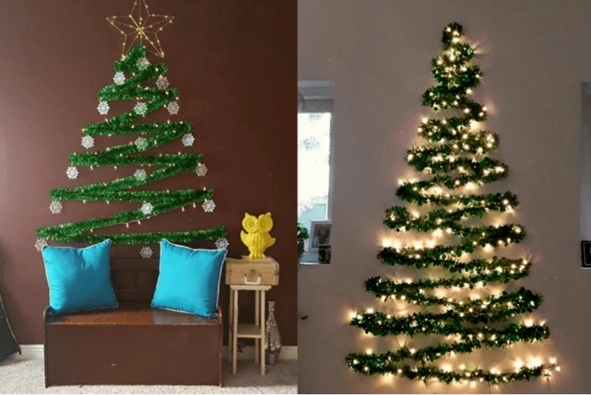 Trang trí cây thông noel bằng dây kim tuyến rất dễ thực hiện
