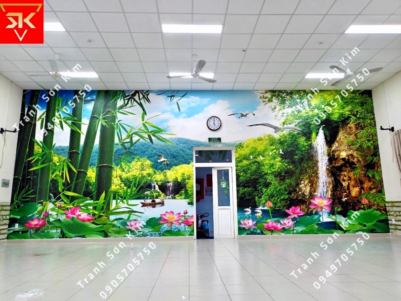 Tranh dán tường phong cảnh sông nước hữu tình
