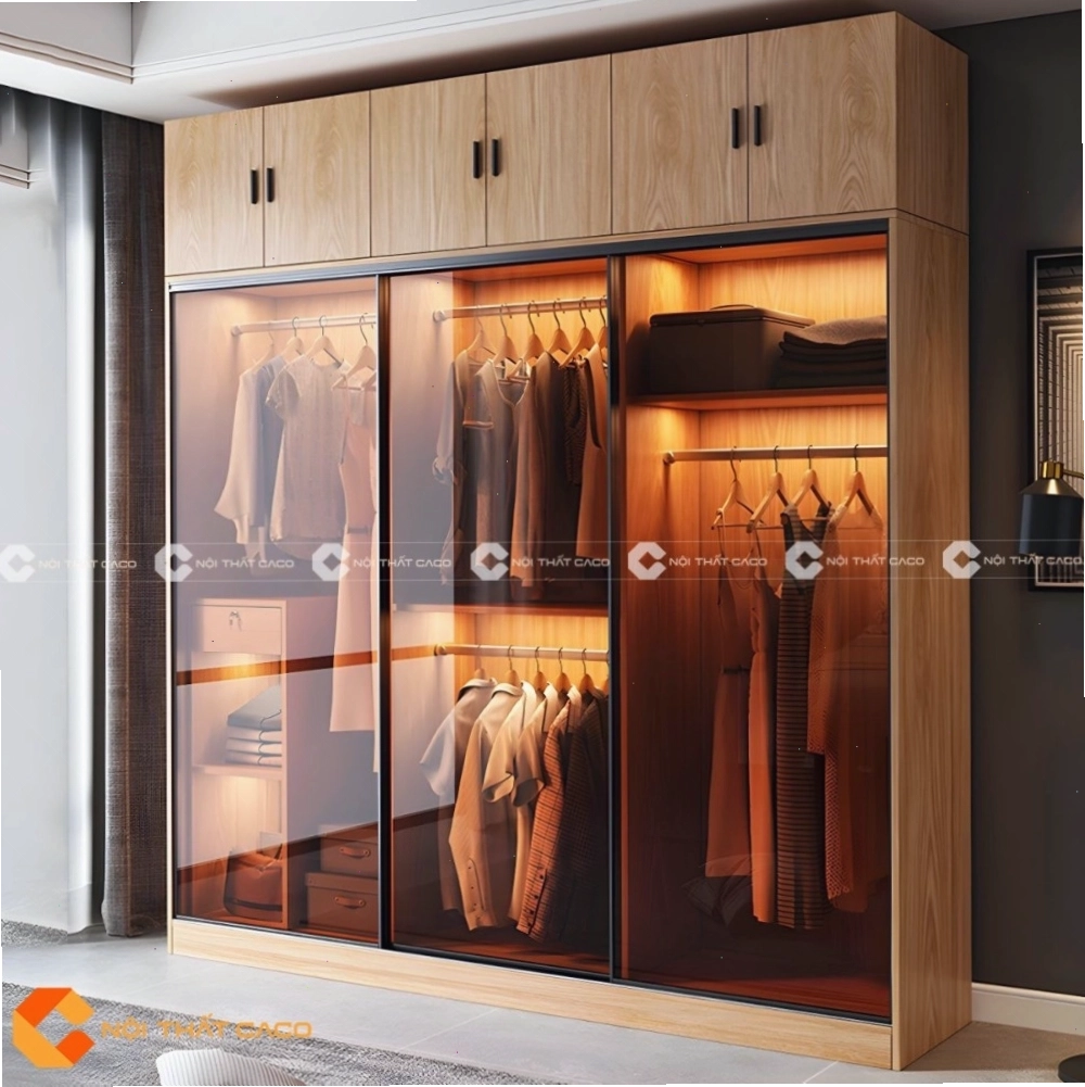 Tủ Áo Cánh Kính Tone Nâu Sang Trọng Thanh Lịch - TAK082