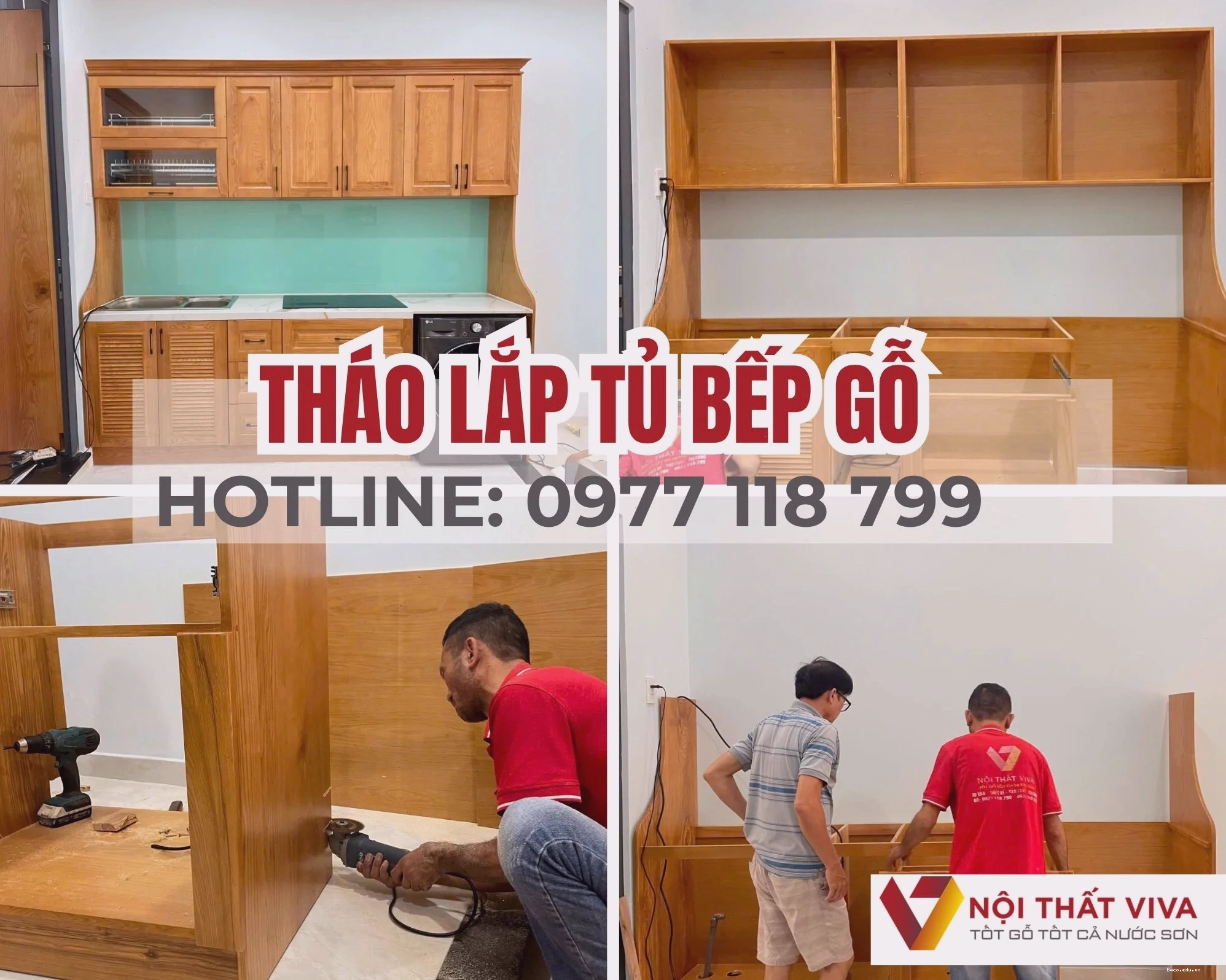 Tủ bếp gỗ sau khi lắp đặt