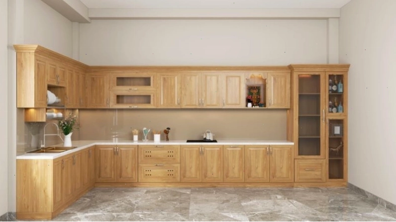 Tủ bếp gỗ tần bì bền đẹp và tiện dụng