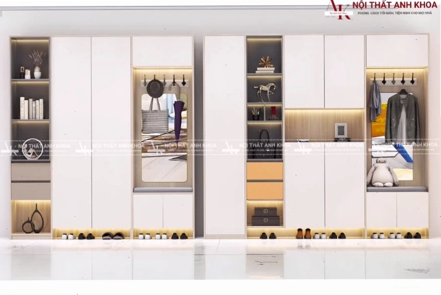 Tủ giày có ghế ngồi, thiết kế tinh tế, vừa là nơi cất giữ giày dép vừa là chỗ ngồi tiện lợi