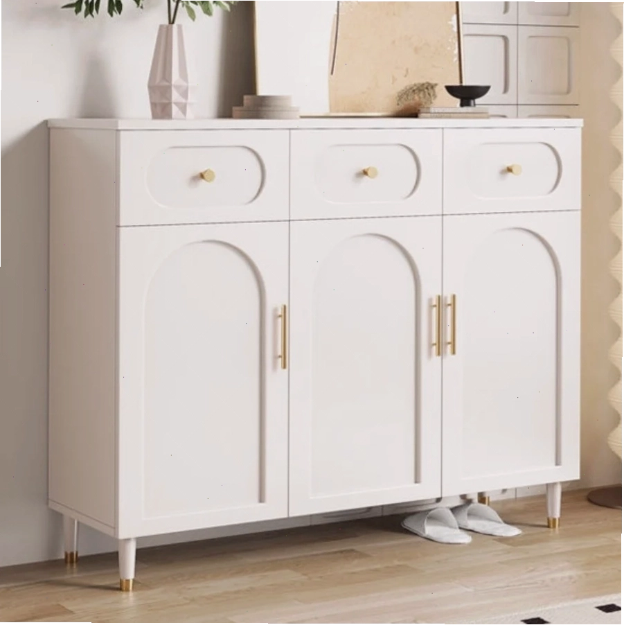 Tủ giày tân cổ điển màu trắng, kết hợp nét đẹp cổ điển và hiện đại, sang trọng