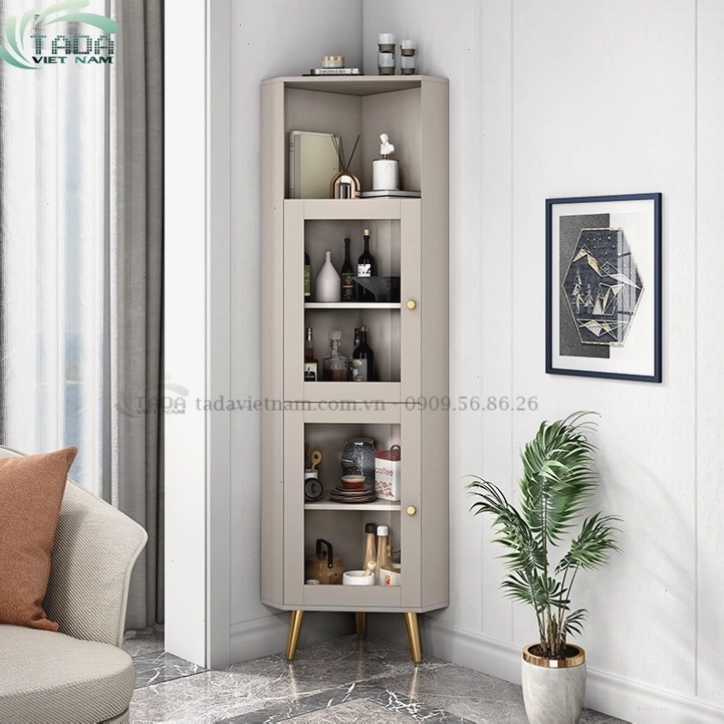 Tủ rượu góc phòng khách TDTR10, đẹp và tiện dụng, làm từ gỗ MDF thương hiệu TADA.