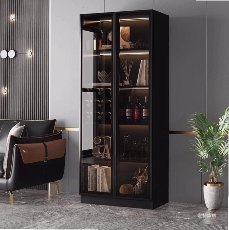 Tủ rượu kính màu xám gỗ công nghiệp đẹp hiện đại
