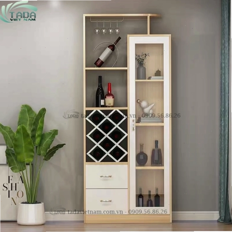 Tủ rượu TDTR11, mẫu tủ rượu đẹp cho phòng khách, chất liệu gỗ MDF thương hiệu TADA.