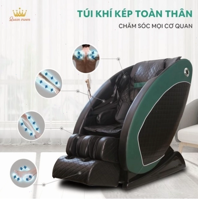 Túi khí kép toàn thân của Ghế massage Queen Crown QC7 giúp giảm nhức mỏi hiệu quả