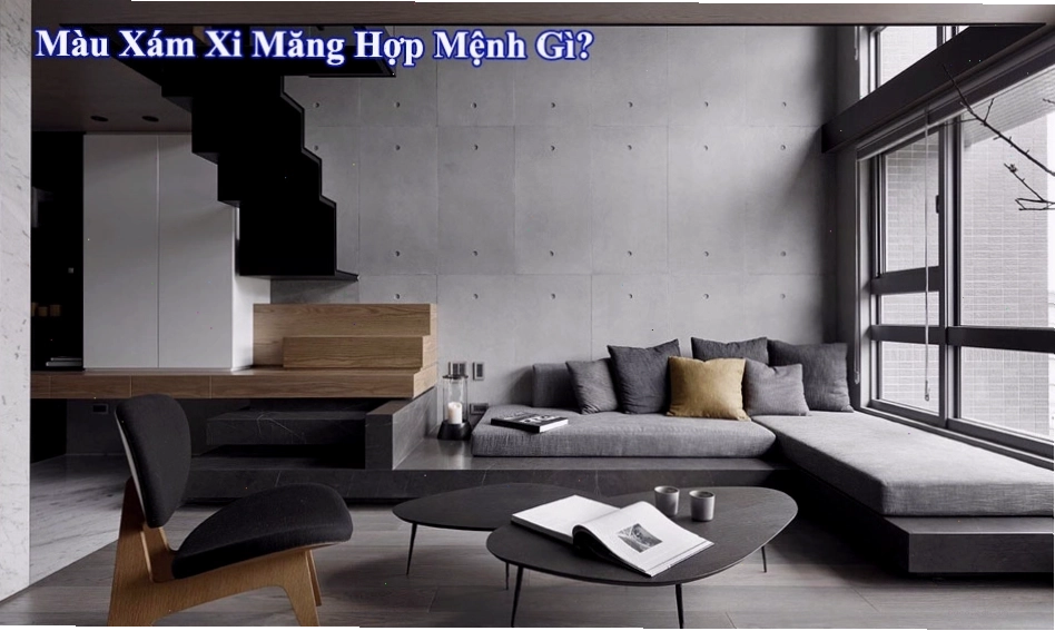 Tường nhà được sơn màu xám xi măng tạo vẻ đẹp hiện đại và sang trọng