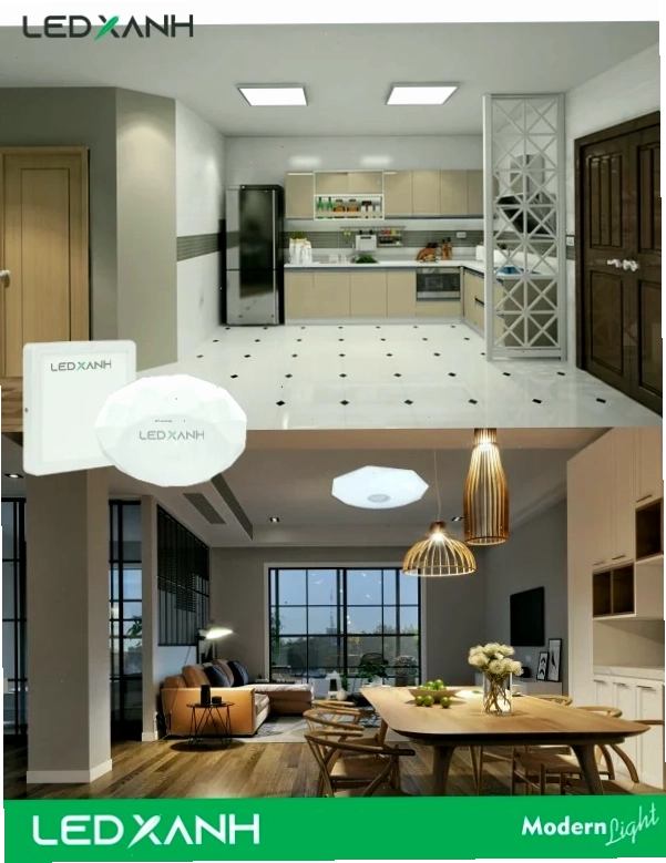 Ứng dụng đèn led ốp trần trong chiếu sáng phòng bếp, phòng ăn