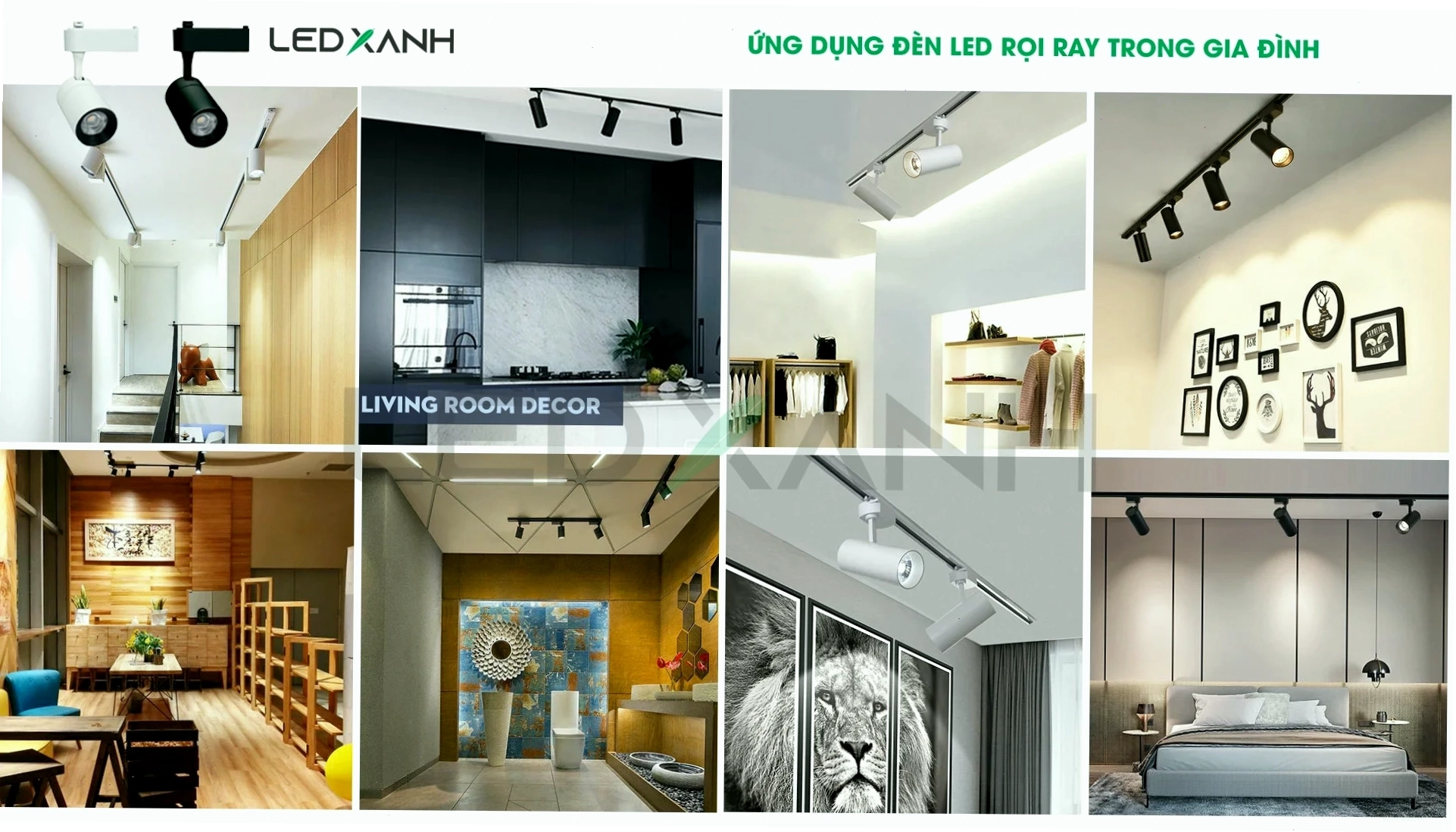 Ứng dụng đèn LED rọi ray trong không gian gia đình