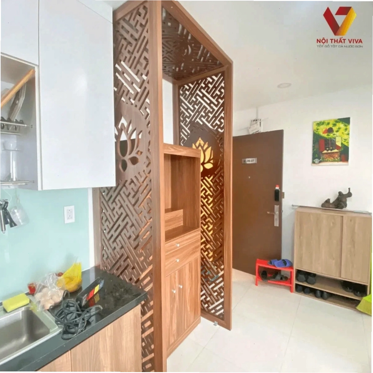 Vách ngăn bàn thờ CNC với họa tiết độc đáo