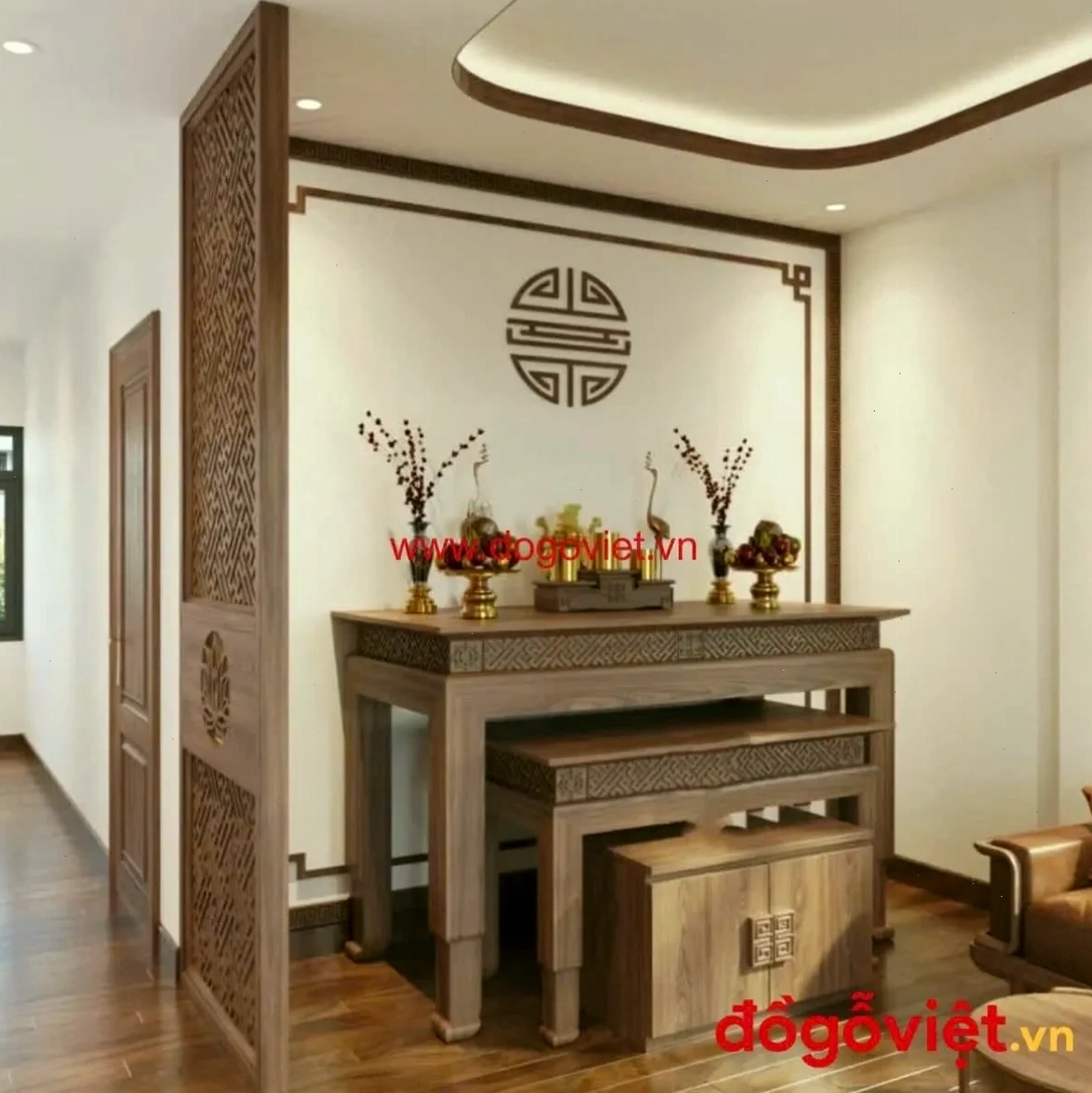 Vách ngăn bàn thờ thiên chúa với thiết kế trang trọng