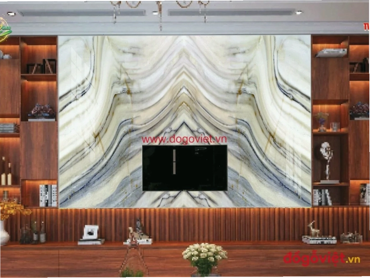 Vách tivi gỗ MDF phủ melamine chống ẩm tốt