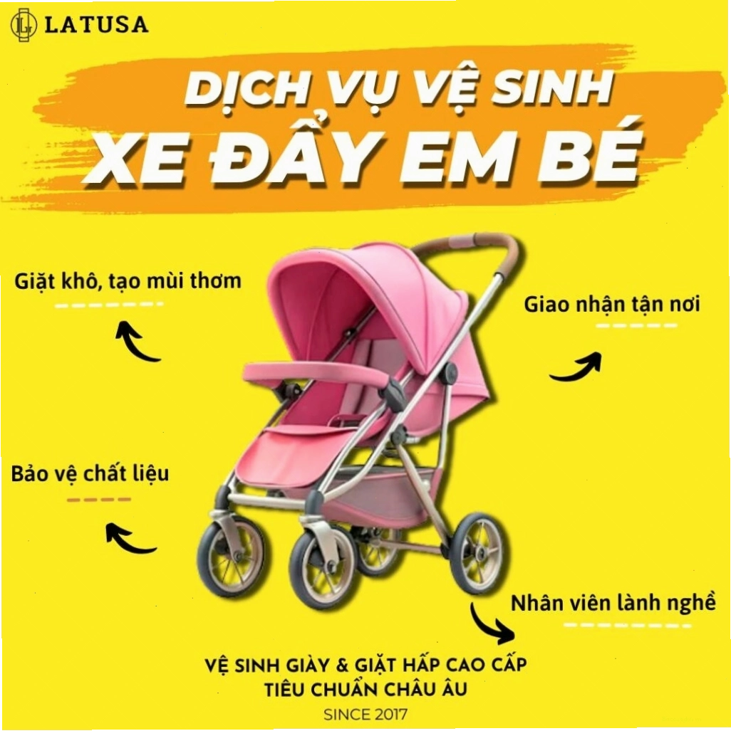 Vệ sinh xe đẩy em bé chuẩn spa tại Latusa sạch khuẩn, an toàn tuyệt đối cho bé!