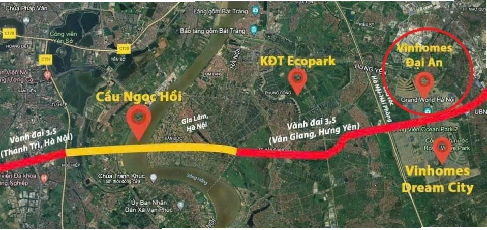Vị trí 43 tòa nhà ở xã hội Happy Homes tại Vinhomes Ocean Park 3 The Crown Hưng Yên